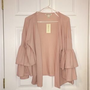 SOFT Baby Pink Ruffle Sleeve Cardigan